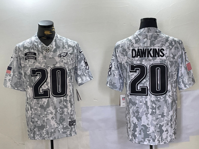 Men's Philadelphia Eagles Brian Dawkins #20 Arctic Camo 2024 Salute to Service Retired Limited Jersey